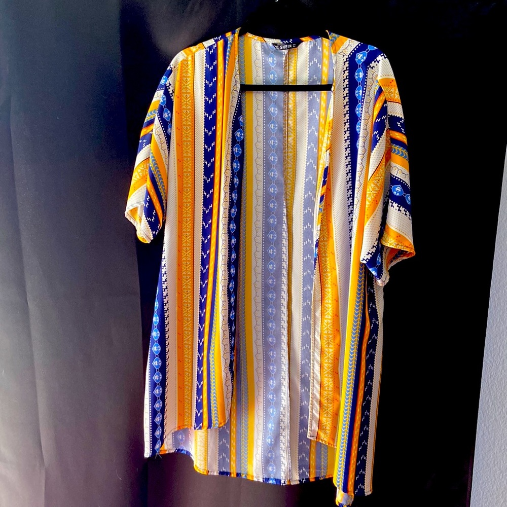 Stripe print kimono top cover size Large